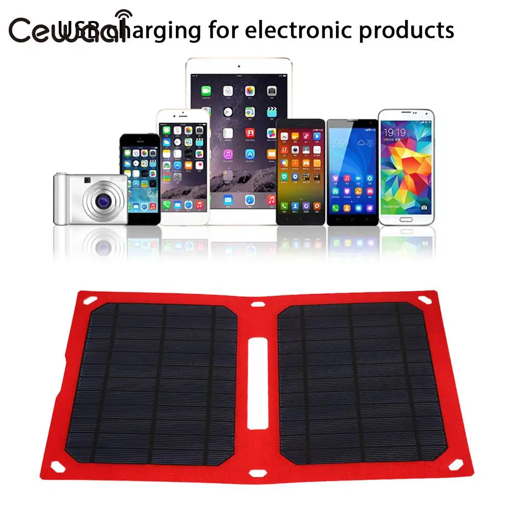 

Solar Generator Double USB Port Portable Outdoor Emergency Power Supply 12W 5V Hiking Folding Solar Pane Durable