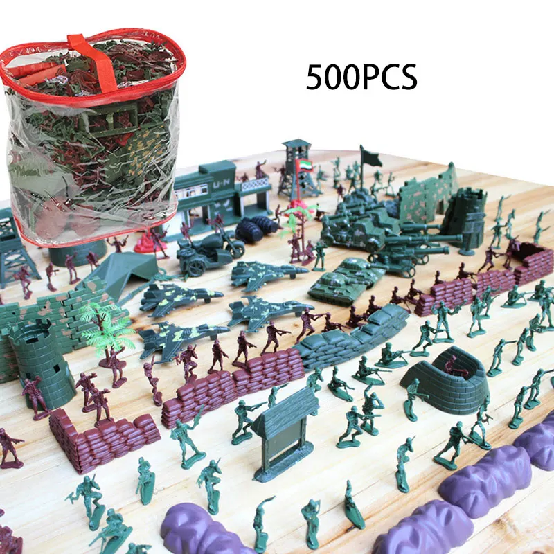 

500pcs/lot Military Plastic Toy Model Soldier Soldier Military Suit Scene Model For Children Educational Christmas Toy Gifts