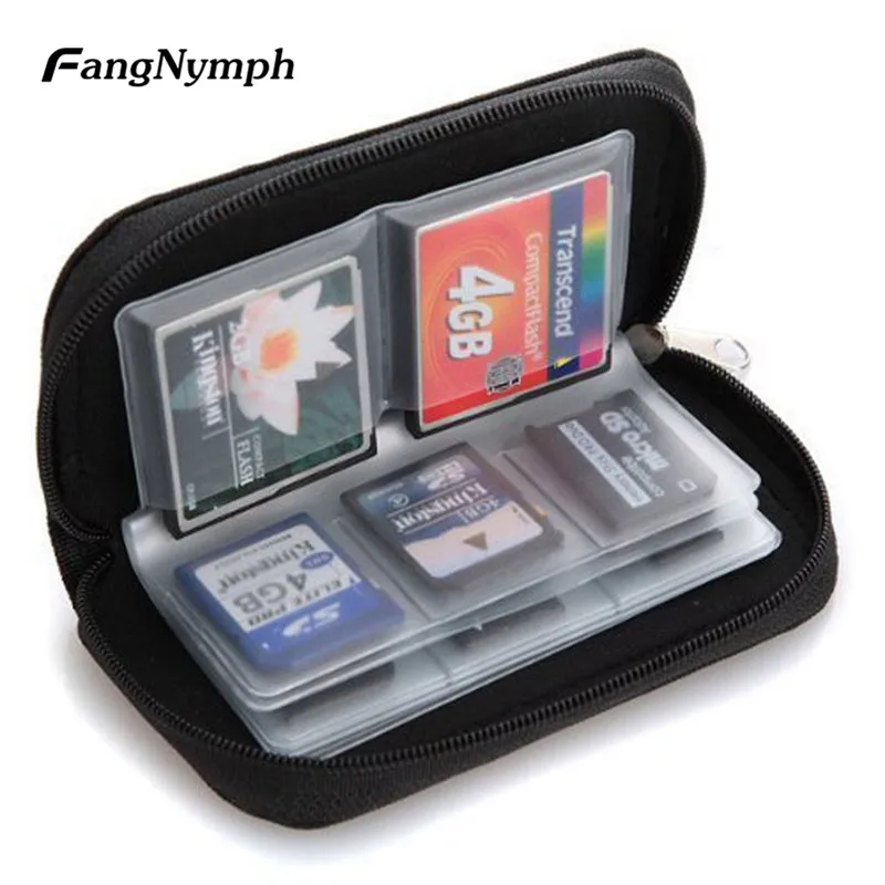 

FangNymph New Wallet Case Bag Black Portable Money Purse 22 Slots Keys Coins Memory Card SD Card Storage Carrying Pouch Holder