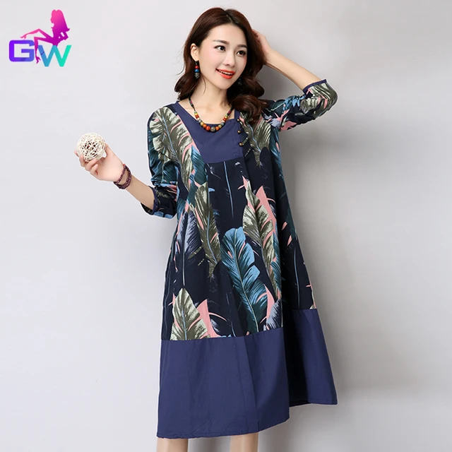 Las mujeres se Visten 2016 Primavera Invierno Ropa de Estilo Étnico Chino Vintage Vestidos Sueltos de