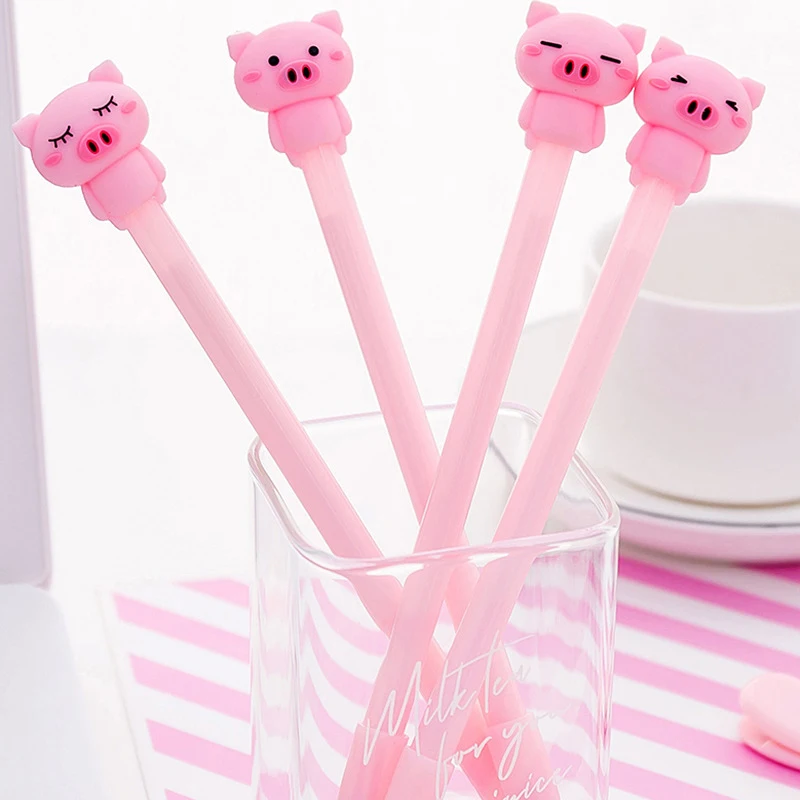 Cute Pink Cartoon Pig Gel Pen 0.5mm Black Ink Pens School & Office writing Supply Kawaii