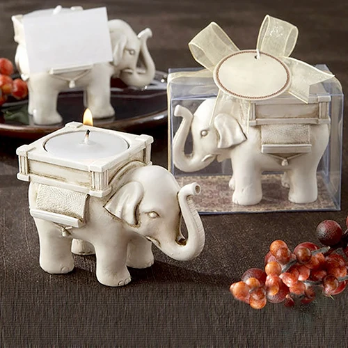 

Wedding Favor Home Decor Lucky Elephant Tea Light Candle Holder Candlestick
