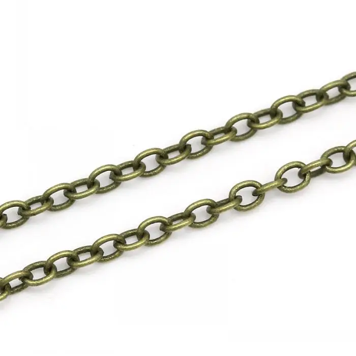 DoreenBeads припаянные закрытые цепочки Овальный элемент античная бронза 2 мм x 1 5 (1/8