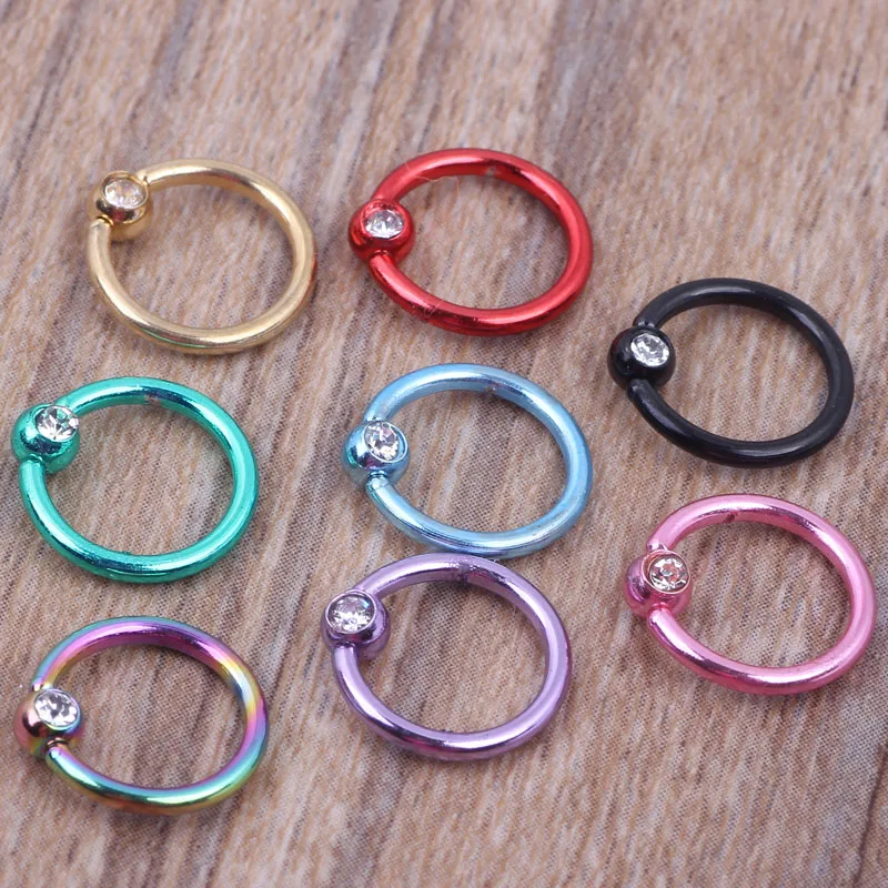 Stainless Steel Crystal Nose Hoop Ring Piercing Stud Mix 8 Colors 100pcs Fake Septum Earring Nose Stud Body Jewelry Non Piercing