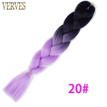 VERVES Омбре плетение волос 1 шт. 24 дюйма Синтетические прямые 100 г/шт. волосы для наращивания из теплового волокна розовый, синий, вязанные косички - Цвет: #530