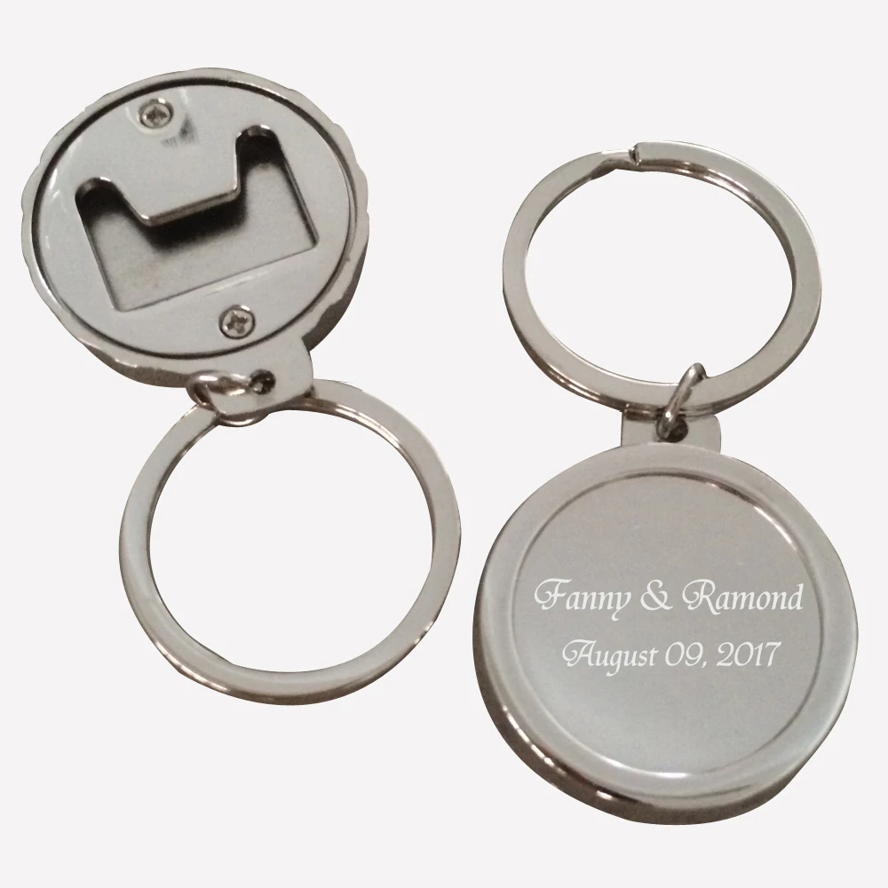 

100Pcs Personalized Party Gift Souvenir,Silver Customized Wine Bottle Opener/Keychain Wedding Favors,Engagement Party Suuplies