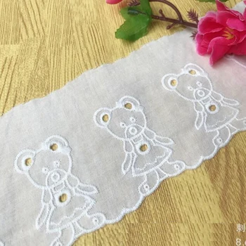 

100% Cotton Lace Eyelet Embroidery Lace Fabrics 14 Yards Diy Appliqued Vintage Flower Scalloped Trims Off White 8.5cm