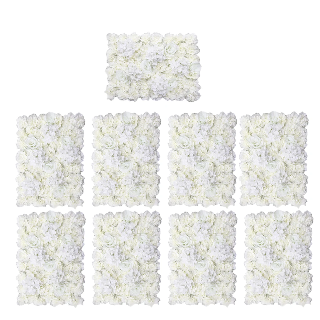 

9pcs Romantic Artificial Flower Wall Panels Hanging Floral Ornaments for Wedding Party Decoration