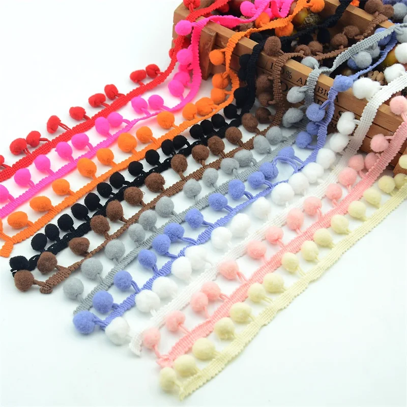 5/20 YardS Pom Pom Lace Trim Ball 10mm Pearl Pompom Fringe For Lace Knitted Fabric Handmade Craft Accessories Ribbon Sewing 8Z