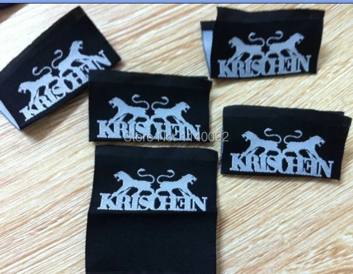 free shipping custom clothing loop fold woven labels/shirt embroidered