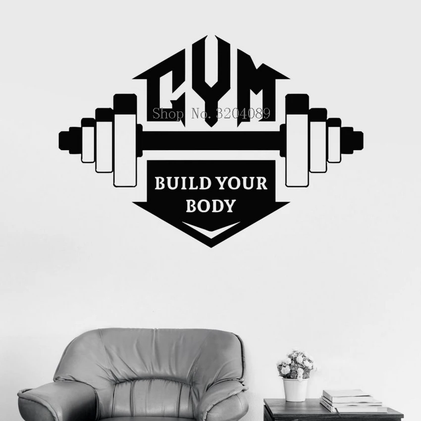 Gym Quote Bodybuilding Fitness Sports Motivation Wall Stickers Home Decoration Living Room For