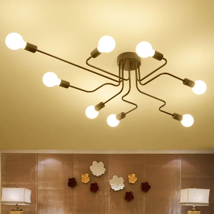 Luces de techo vendimia Lámparas para sala iluminacion Techo Luz hierro forjado luminaria E27 bombilla hogar Iluminación Accesorios