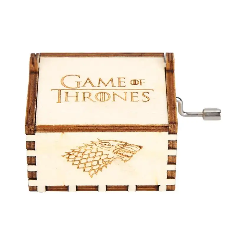 Retro Vintage Wooden Hand Cranked Music Box Home Crafts Ornaments Decor Game of Thrones Song Ice Fire GOT Main Theme Music Box