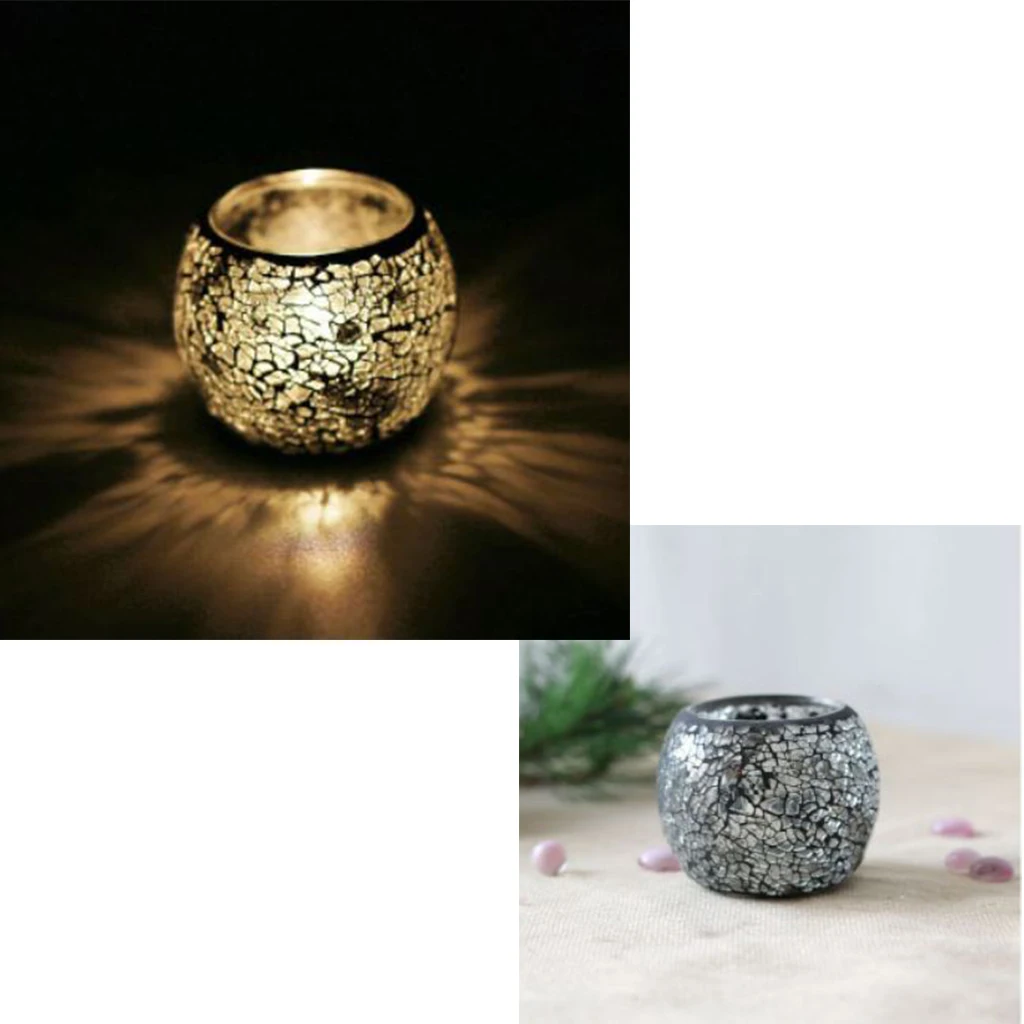 Handmade Mosaic Stained Glass Candle Holder Tea Light Succulent Planter Small Plant Flower Pot