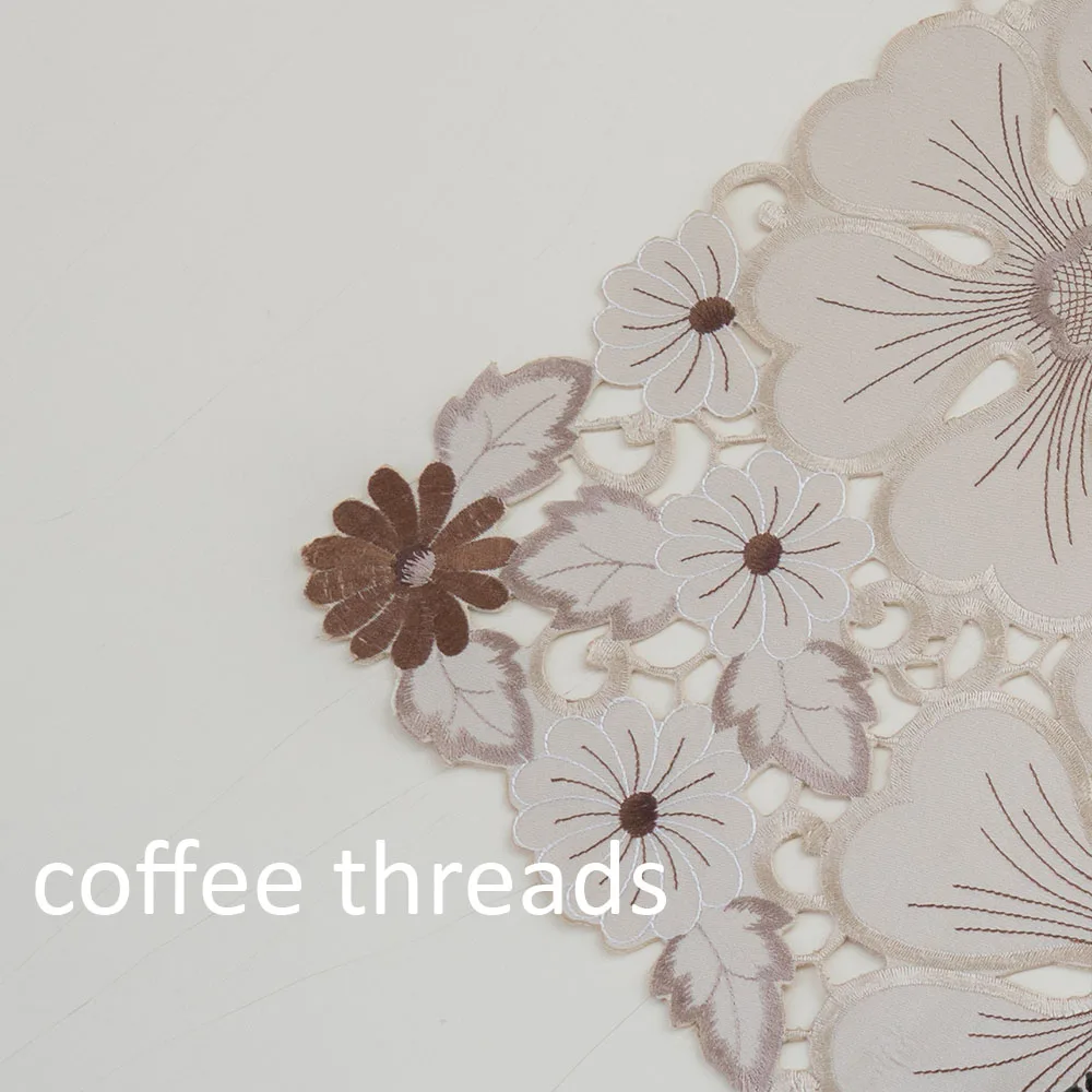 Цвет Вина Кофе атласная ткань вышитые фестиваль Свадебная вечеринка украшения Настольная дорожка - Цвет: coffee