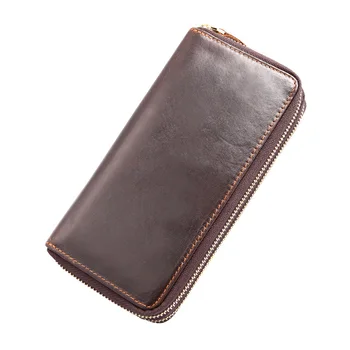 

Design Brand Men's Purses 100% Genuine Leather Men Clutch Bags Double Zipper Long Men Wallets With Coin Purse Card Holder