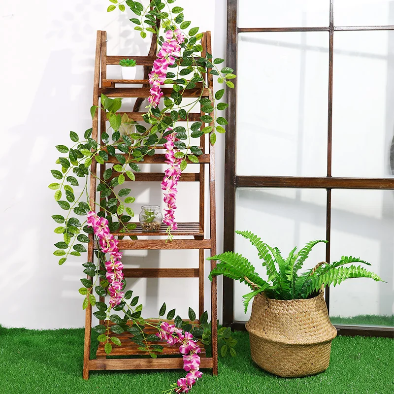 200CM Long 1 Pieces Wedding Flower Vine Rattan Fake Artificial flower bride arch decoration props Wisteria flower accessories 200CM Long 1 Pieces Wedding Flower Vine Rattan Fake Artificial flower bride arch decoration props Wisteria flower accessories