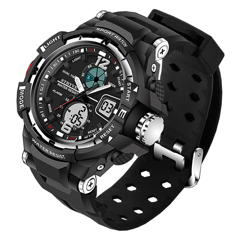 Stryve 8012 Роскошные Брендовые спортивные мужские часы водонепроницаемые кварцевые