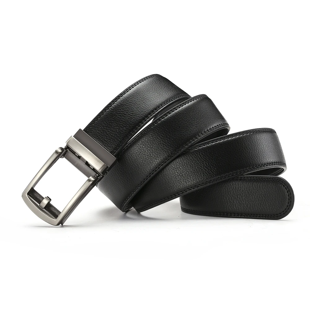 PATEROY Click Buckle Men's Belt Luxury Leather Waist Belt Men Cinto Cinturon Hombre Riem Cinturones