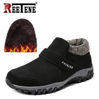 

REETENE Men Boots Winter With Fur 2018 Warm Snow Boots Men Size 39-47 Winter Boots Work Shoes Men Footwear Casual Botas Hombre