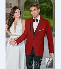 New Arrival Groomsmen Shawl Lapel Groom Tuxedos One Button Men Suits Wedding Best Man Blazer (Jacket+Pants+Tie+Vest) B949