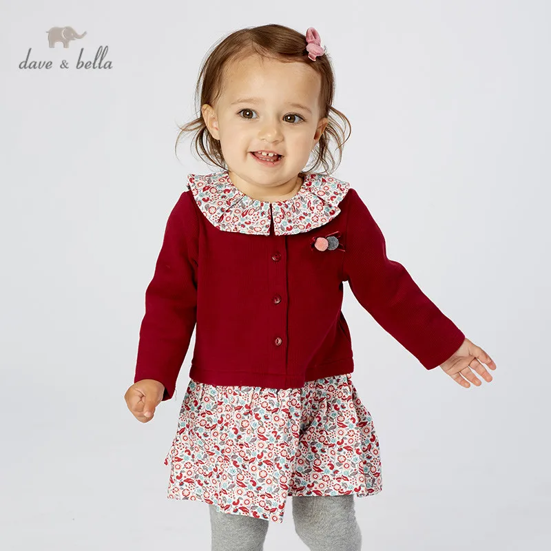Dave bella/DBM10854; милое осеннее платье принцессы с цветочным рисунком для маленьких девочек; детское модное праздничное платье; одежда в стиле «лолита» для маленьких детей