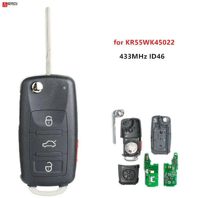 KEYECU Новый дистанционный ключ Yanhua 3 + 1 кнопка для VW Volkswagen Touareg 2002 2010 год 433 МГц ID46