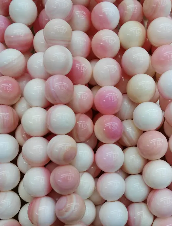 

4mm full strand high quality natural conch shell round ball pink red jewelry beads