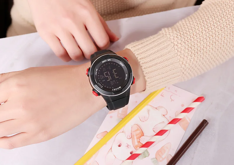 Disney бренд Микки детские наручные часы Универсальный цифровой 100 м водостойкие плавание Diver детские часы