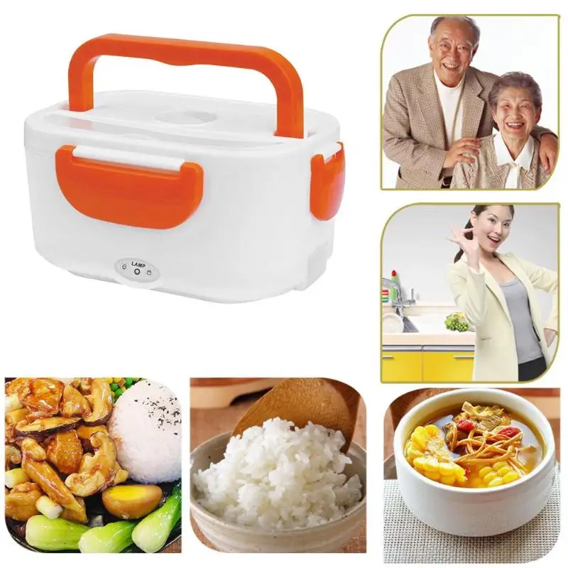 

Multi-functional Lunch Box with Spoon Portable Electric Heating Lunch Box Food Heater Rice Container for Home Office Car
