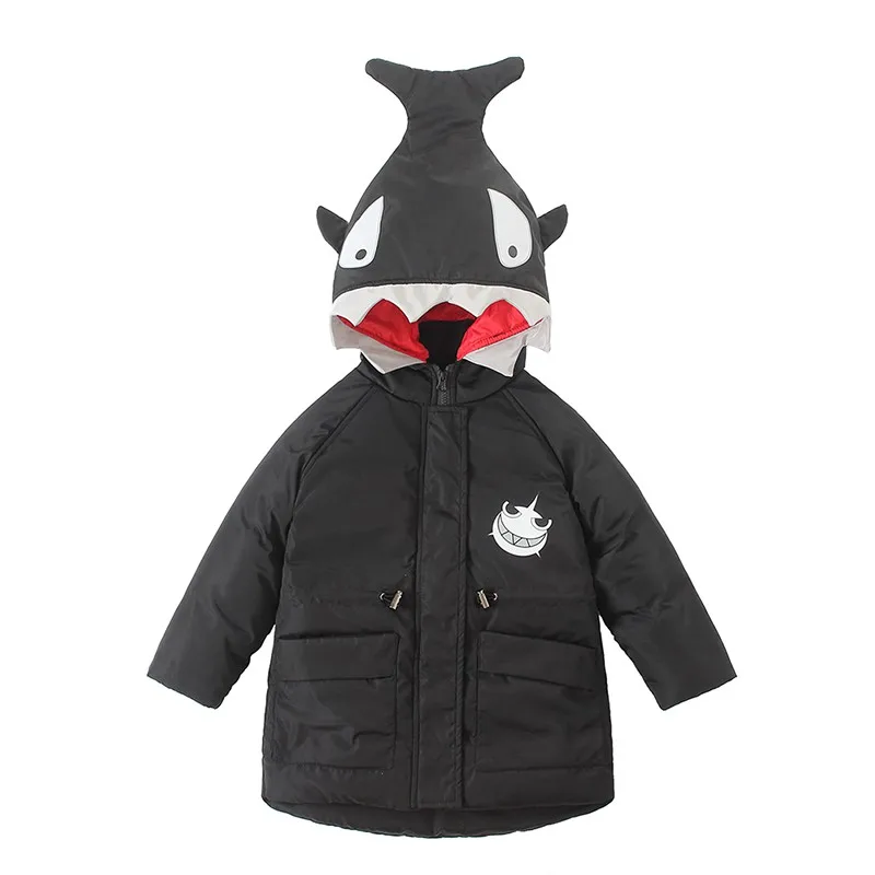 Милые зимние детские куртки для мальчиков с рисунком акулы; зимнее пальто для девочек; детская верхняя одежда; пуховик для маленьких мальчиков и девочек; Одежда для младенцев