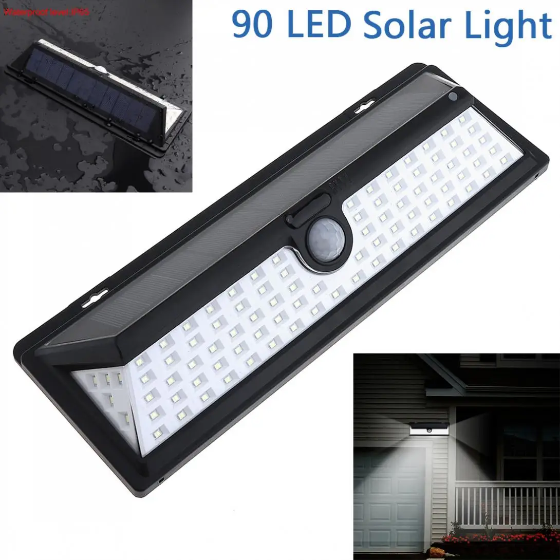 

Waterproof Solar Power Lamp 90 LED 2835 SMD PIR Motion Sensor Light with 3 Different Lighting Modes for Garden / Pathway / Yard