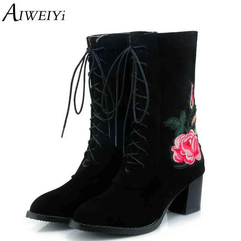 mid calf lace up boots with heel