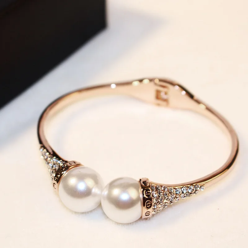 

Pearl/perlas rose gold bracelet new arrival korean luxury open bracelets/pulseiras wholesale/bijoux femme/pulseras/armbanden