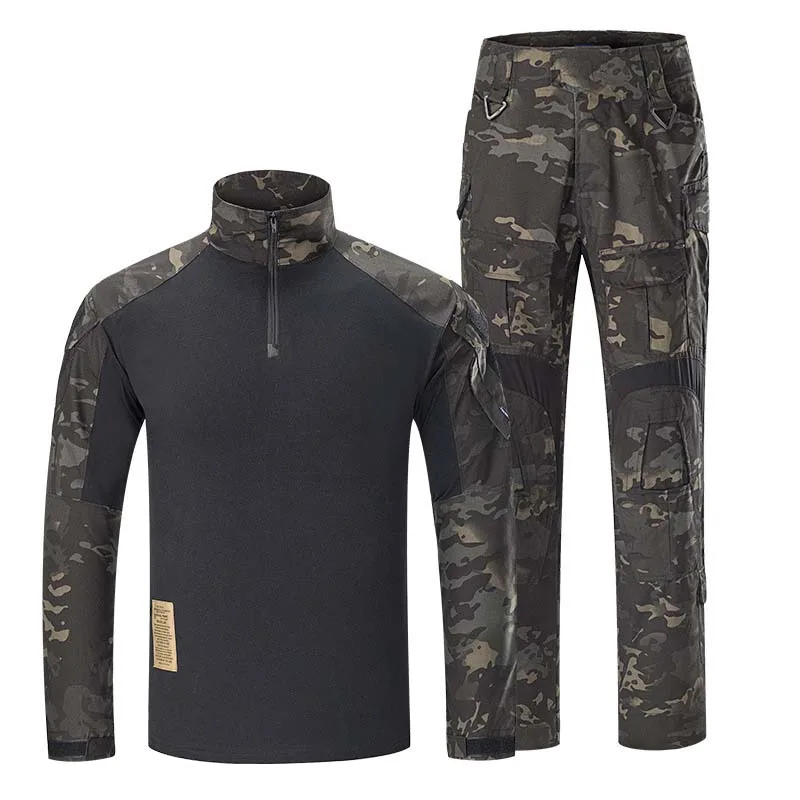 НОВЫЕ комплекты военной одежды, Мужская тактическая форма, БДУ, армейский боевой костюм, комплекты, камуфляжные Футболки с длинным рукавом, рабочие брюки-е - Цвет: Camo brown