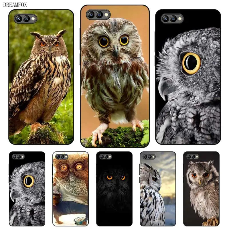 

P159 Owl Cute Black Silicone Case Cover For Huawei Honor 6A 6C 6X 7A 7C 7S 7X 8 Lite Pro