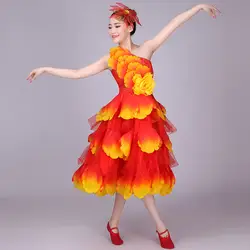 Коррида цветочный испанский живота платье для танцев для Для женщин юбка длинный халат фламенко юбки для девочек красный фламенко платья