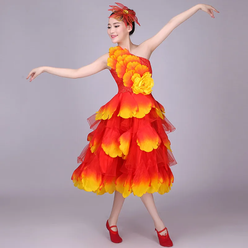 

Bullfight Floral Spanish Belly Dance Dress for Women Skirt Long robe Flamenco fille Skirts Red Flamenco Dresses Girls L241