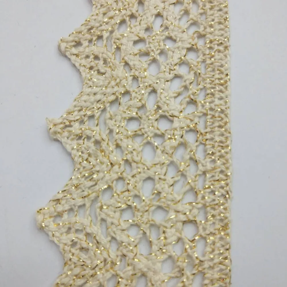 

Gold Thread Crocheted Cotton Lace 5cm wide Beige Cotton lace Sewing Accessories for Clothes edge