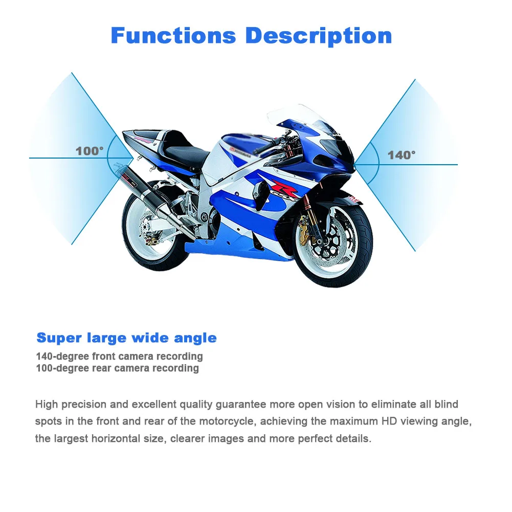 " Двойная камера мотоциклетный рекордер локомотив рекордер с фронтальной 1280P* 720P камера заднего вида мотоцикл рекордер вождения