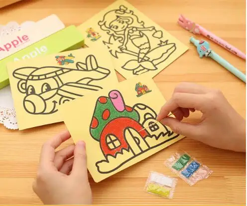 10 шт./лот, детские игрушки для рисования, картины из песка, Детские Поделки, обучающие игрушки для мальчиков и девочек, GYH