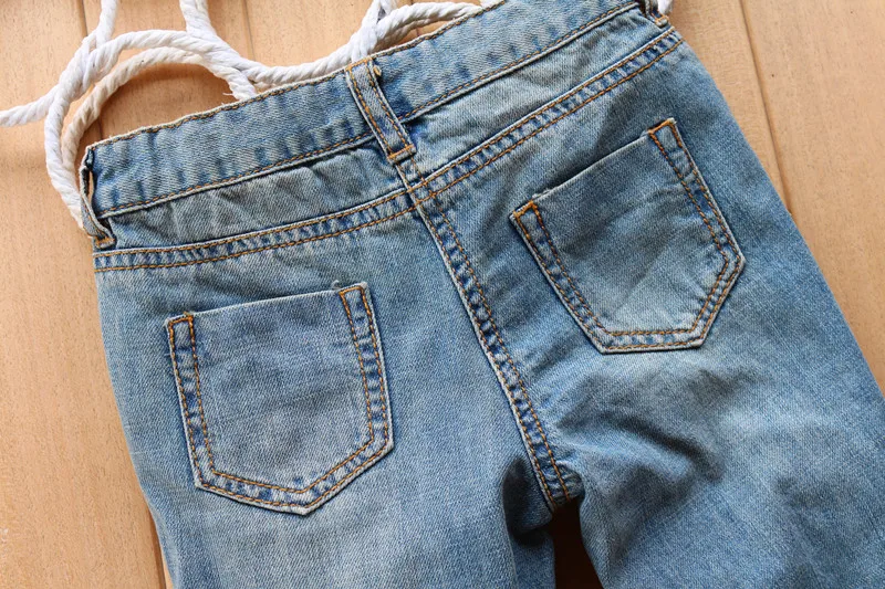 Высокое качество, новые детские джинсы для отдыха с потертостями, штаны для мальчиков