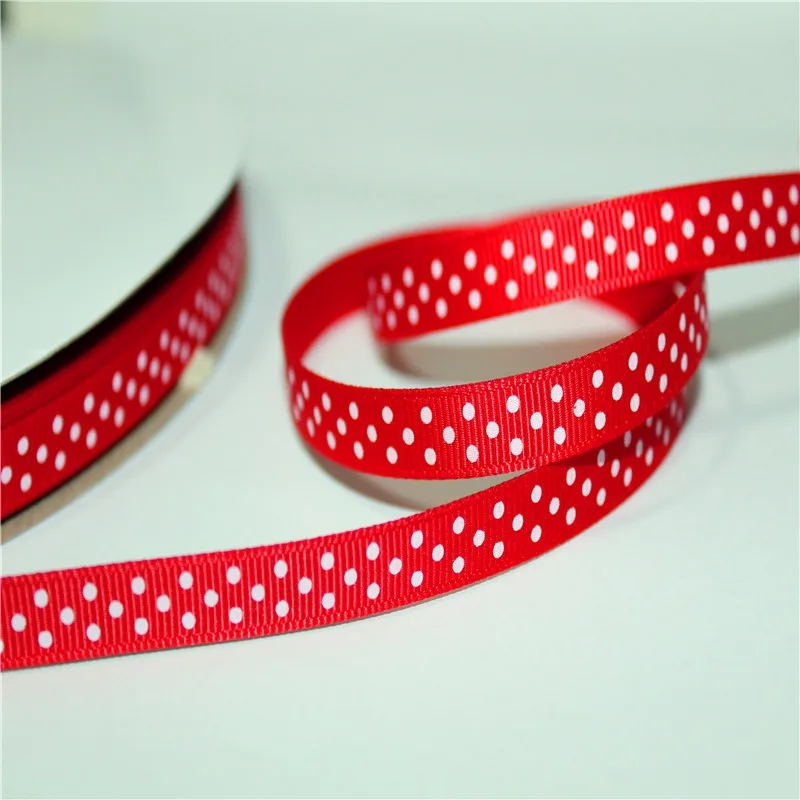 

9mm width Polyester red Dots spot grosgrain ribbon gift Ribbons Accessories T59-250