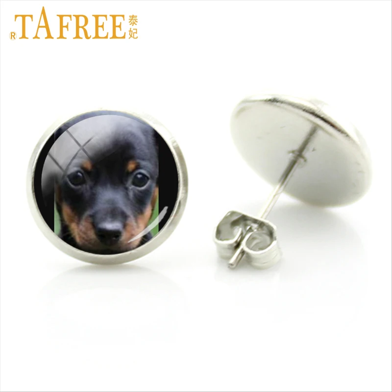 Серьги гвоздики в виде собаки TAFREE Серебристые серьги корги дашхаунда овчины
