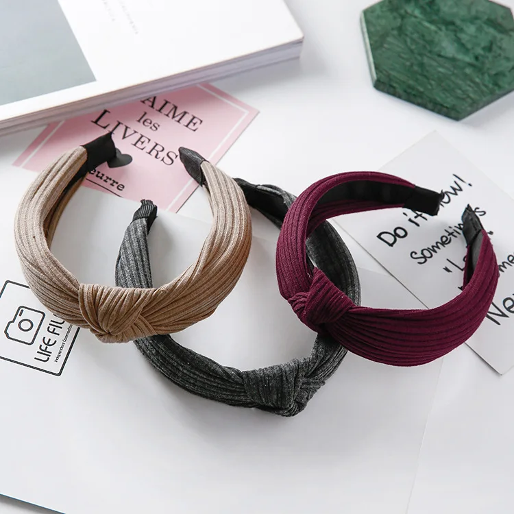 MENGJIQIAO 2019 одноцветное Цвета крест вязанный головной убор Hairbands для Для женщин леди лук ободок для волос аксессуары головной убор-лента для