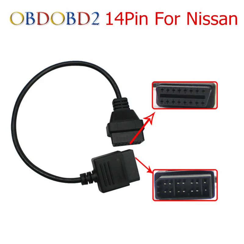 Лучшее качество для Nissan 14Pin до 16Pin женский OBD2 Диагностический Соединительный адаптер кабель 14 Pin до 16 Pin для Nissan Бесплатная доставка Лучшее качество для Nissan 14Pin до 16Pin женский OBD2 Диагностический Соединительный адаптер кабель 14 Pin до 16 Pin для Nissan Бесплатная доставка