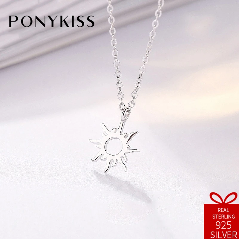 

Ожерелье PONYKISS из серебра 100% пробы женское, милое простого дизайна с цепочкой от солнца, изящное Ювелирное Украшение для танвечерние, подарок, 925