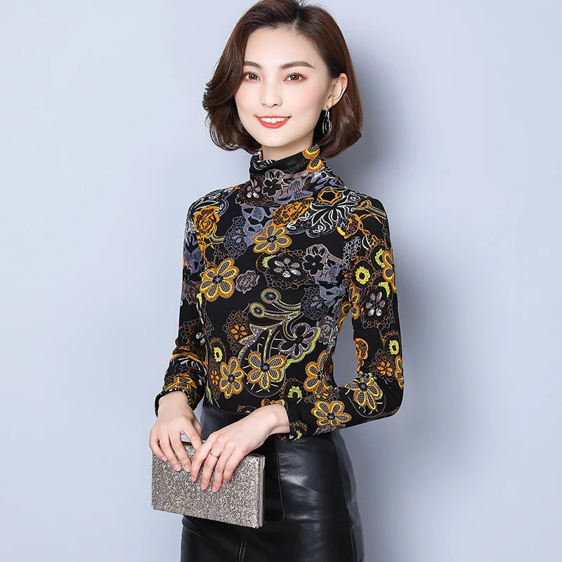 Для женщин s Топы и блузки рубашки Blusas Mujer De Moda 2021 с высоким плотно облегающим шею