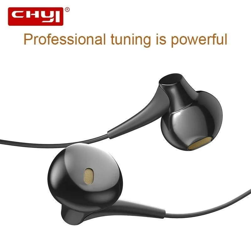 

CHYI Earphones Mobile Phone Subwoofer Wire Headset Extra Bass Straight Line PC In-ear Metal Sports Music Phone Earphone With Mic