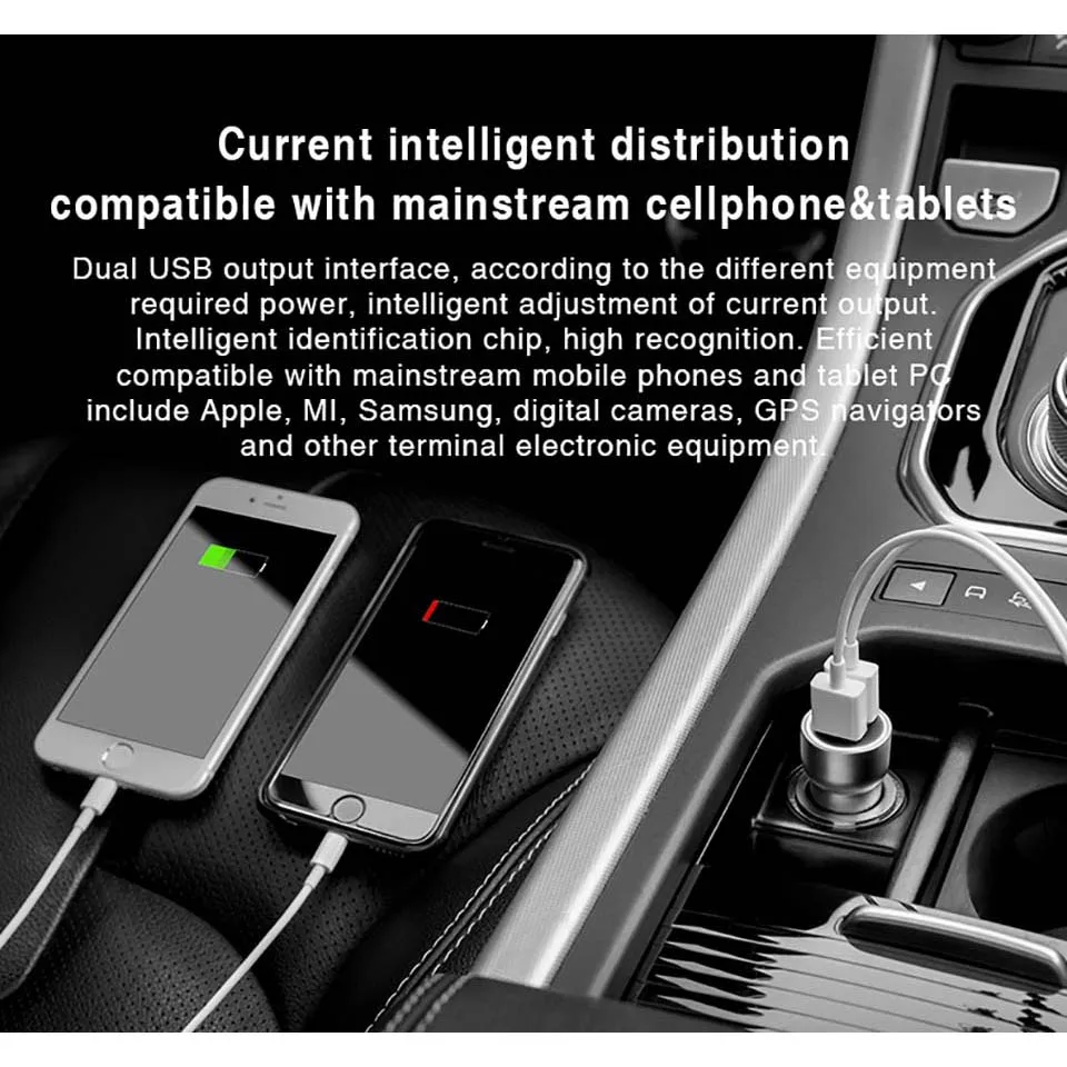 الأصلي Xiaomi Roidmi شاحن سيارة ماكس 5 V 3.6A سريعة شاحن المعادن الجسم الذكية شحن العالمي المزدوج USB ميناء ل فون 8 7 S